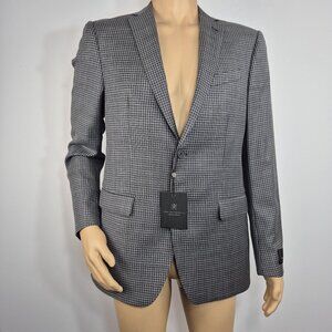 John Varvatos Star Bleecker sport coat Size 40 R gray check jacket 100% wool (37